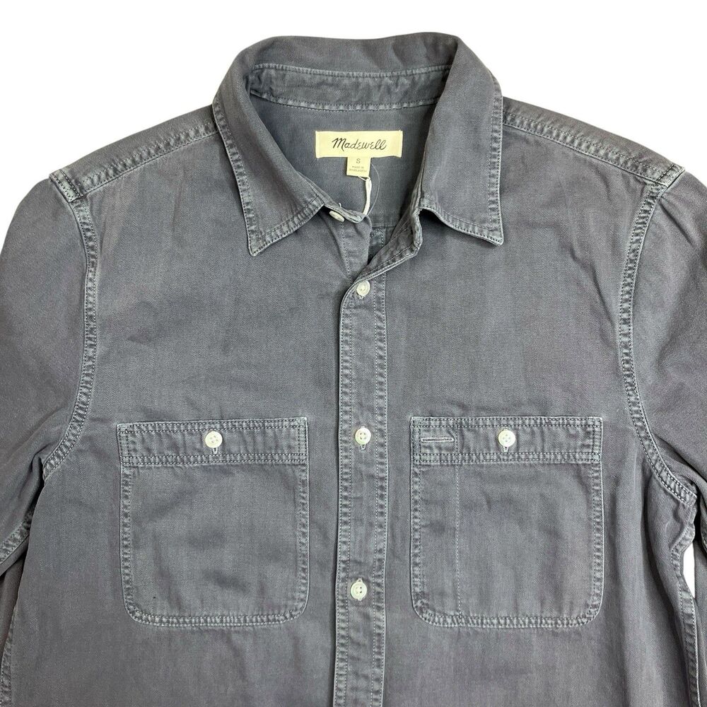 Madewell Work Shirt Mens S Gray Garment Dyed Cotton Button Up Utility NW009 Nwt